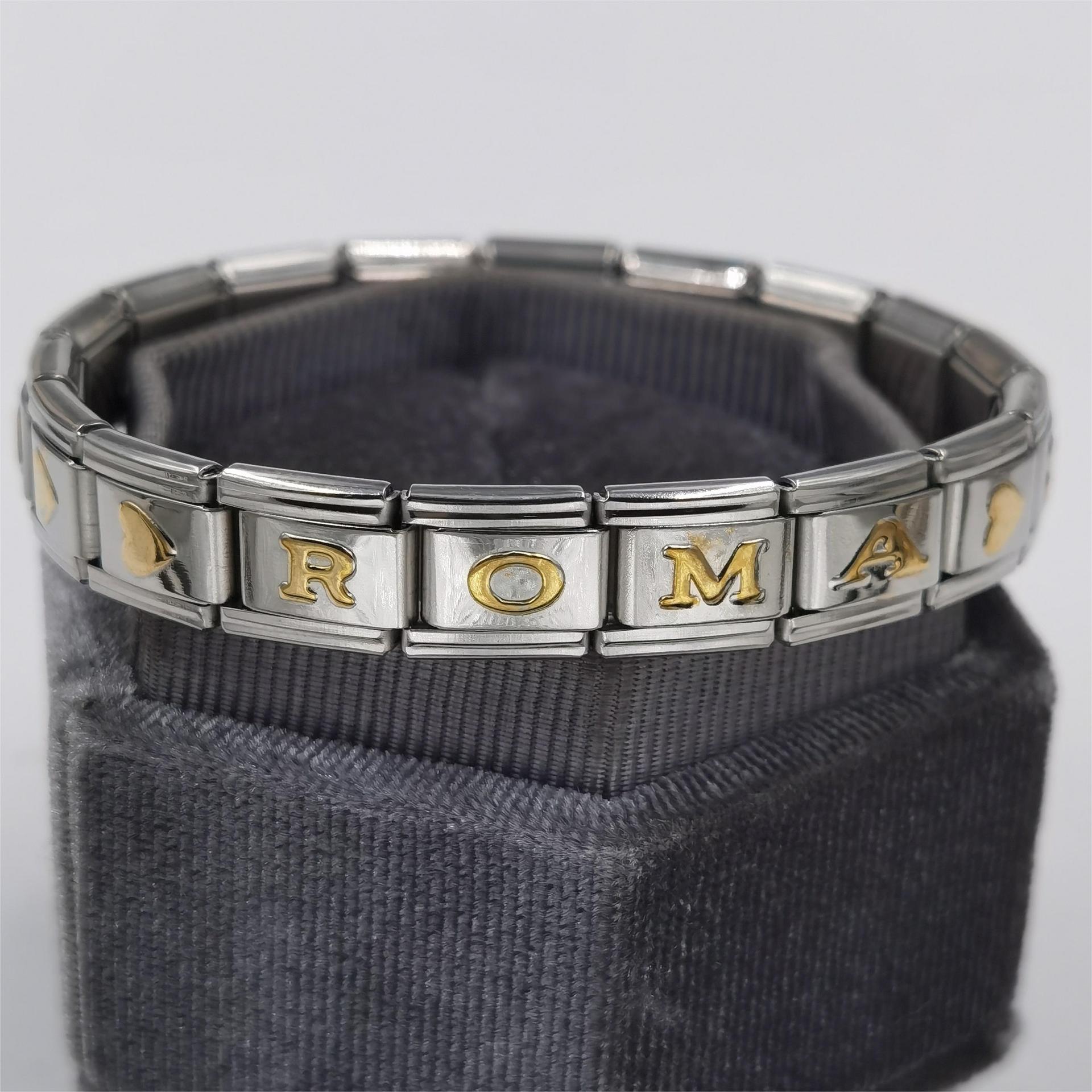Wholesale Whole Letter Non Embroidered Steel Bracelet Charms